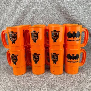 ✅24- VTG Heilemans Old Style Orange Super Mugs Cheers For Fears Halloween Theme